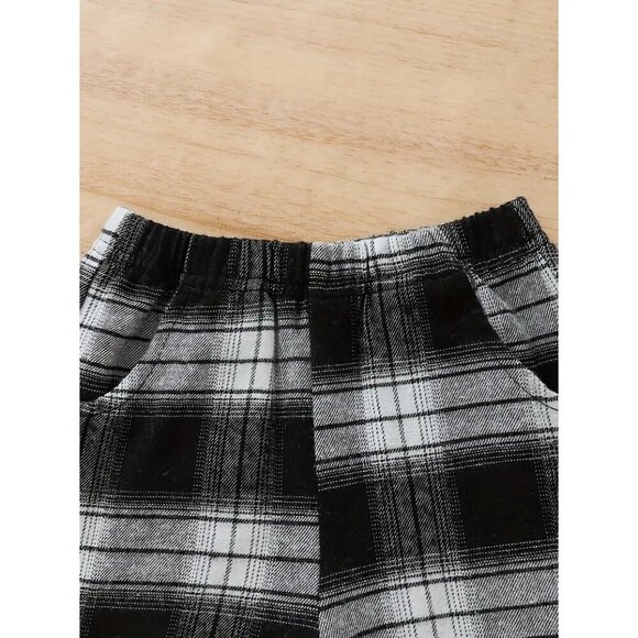 Baby's Plaid Pattern Summer Casual Outfit, Short Sleeve Golf Shirt & Shorts, - Picture 4 of 5